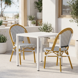 Ally White and Black Parisian Outdoor Chair with Light Brown Frame