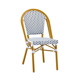 Ally White and Black Parisian Outdoor Chair with Light Brown Frame