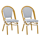 Ally White and Black Parisian Outdoor Chair with Light Brown Frame