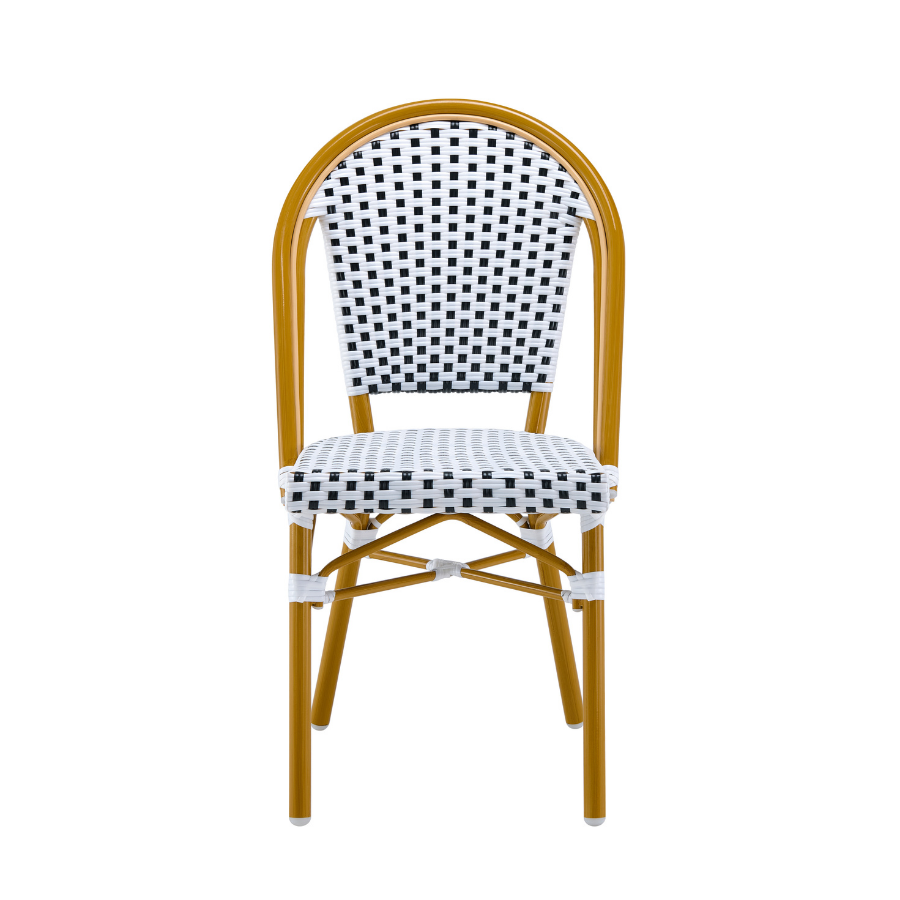 Ally White and Black Parisian Outdoor Chair with Light Brown Frame