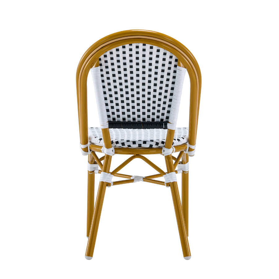 Ally White and Black Parisian Outdoor Chair with Light Brown Frame