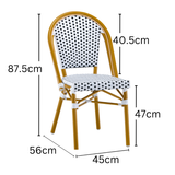 Ally White and Black Parisian Outdoor Chair with Light Brown Frame