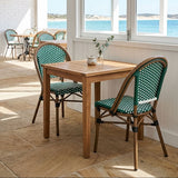Ally Green and White Parisian Outdoor Chair with Dark Brown Frame