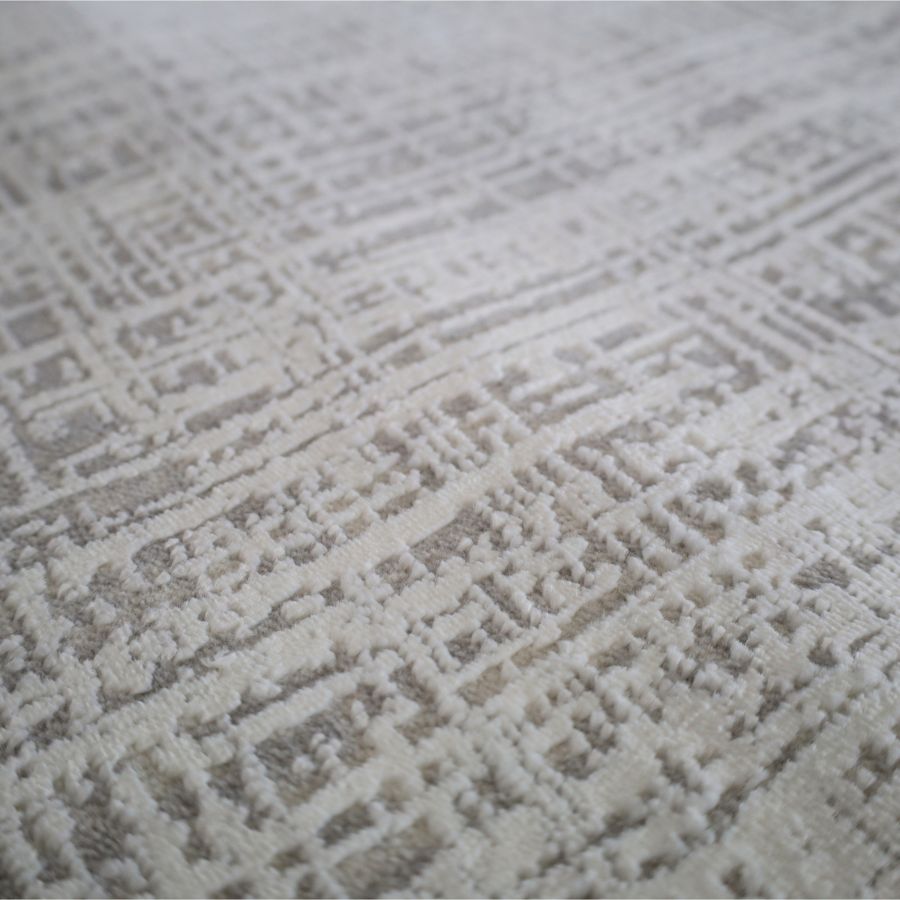 Amadeus Beige rug close-up – natural beige base with linear patterns – indoor styling – buy online in Australia