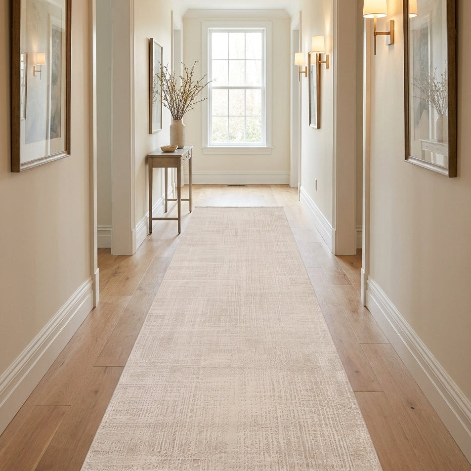 Amadeus Beige Modern Distressed Runner Rug