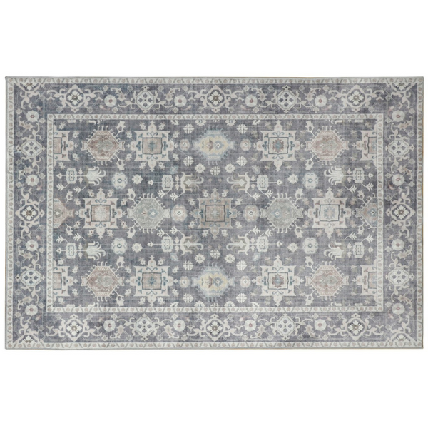 60 Cm X 180 Cm Anna Grey Machine Washable Non Slip Kitchen Mat - Fab Habitat , Machine Washable Kitchen Mats, 