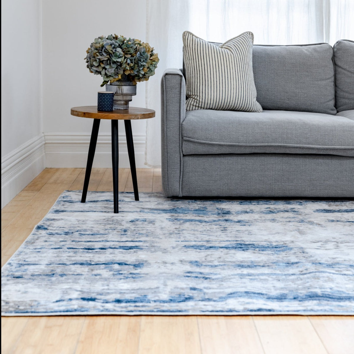 Antalya Blue Modern Distressed Rug - Fab Habitat , Soft And Plush Turkish Rugs, 