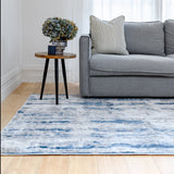 Antalya Blue Modern Distressed Rug - Fab Habitat , Soft And Plush Turkish Rugs, 