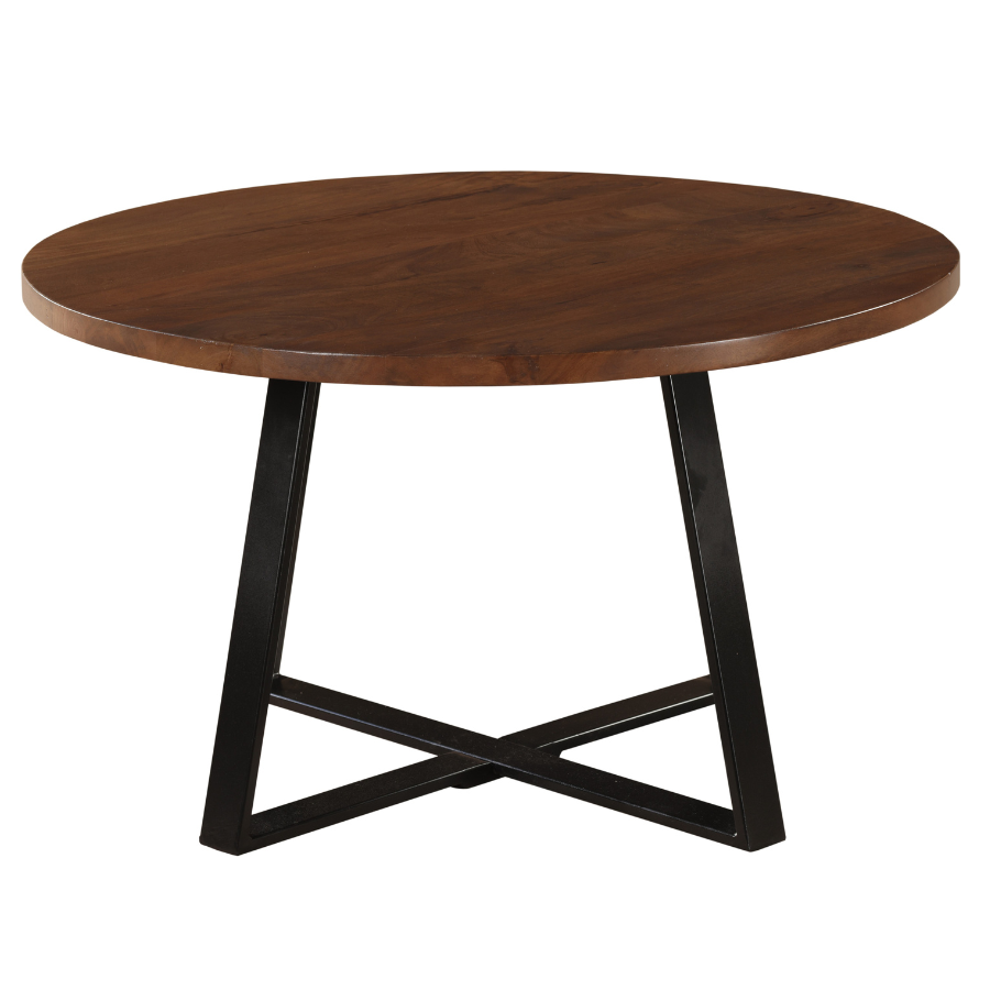 Anu Natural & Black Wooden Round Coffee Table - Fab Habitat , Coffee Tables, 