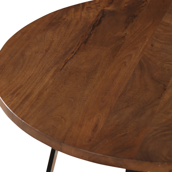 Anu Natural & Black Wooden Round Coffee Table - Fab Habitat , Coffee Tables, [product_size],