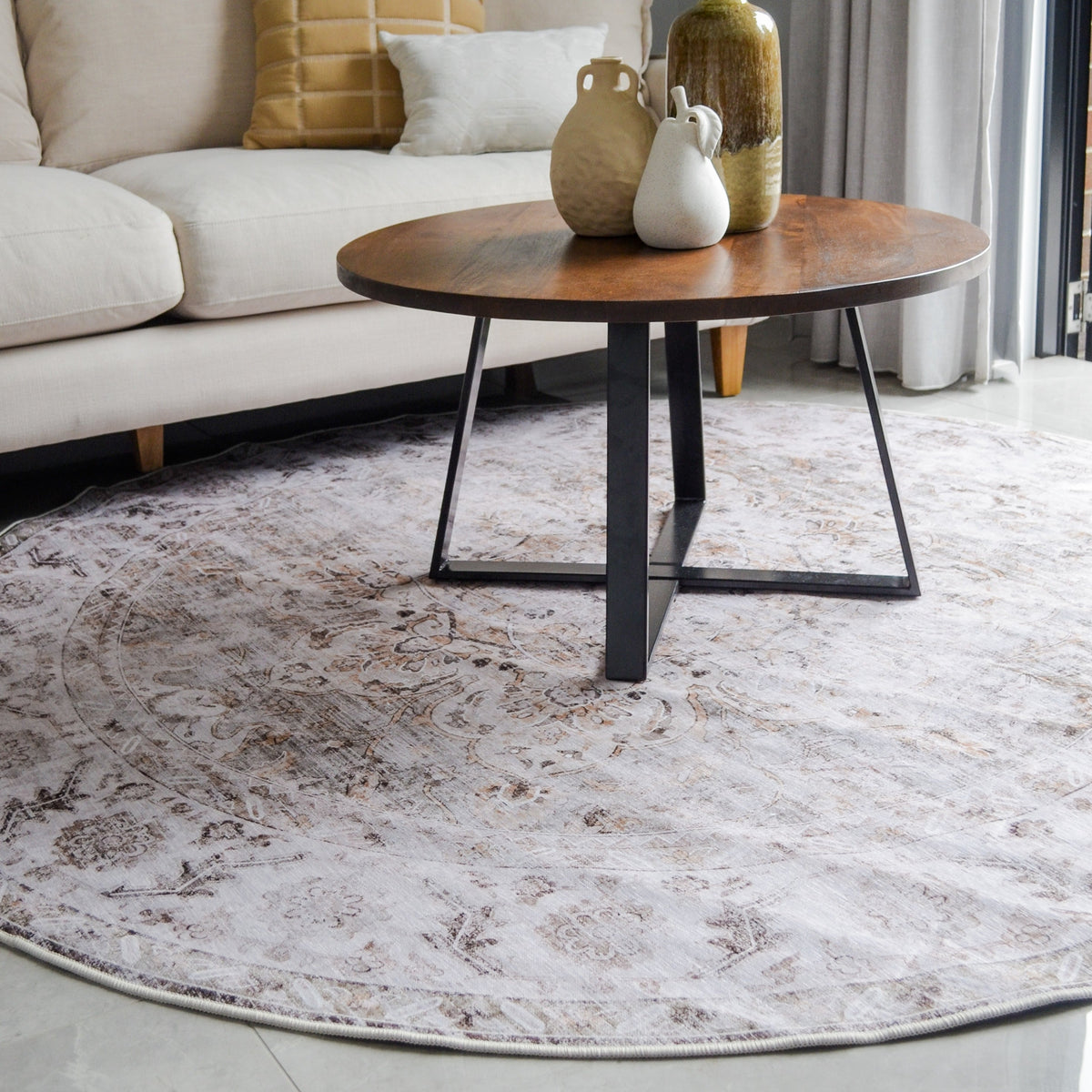 Constantine Traditional Non-slip Large Round Rug - Fab Habitat , Non Slip Rugs, 