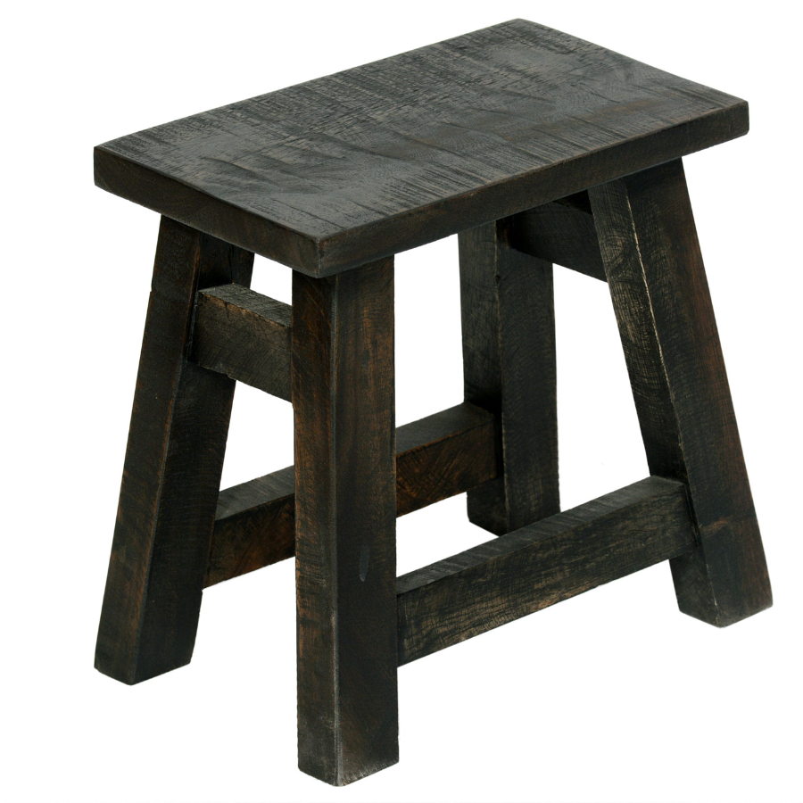 Apurva Black Finish Wood Accent Stool - Fab Habitat , Stool, 