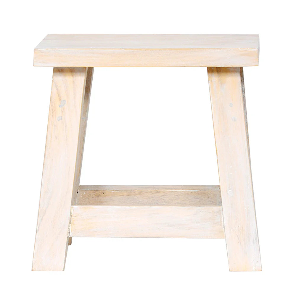 Apurva Light White Wood Accent Stool - Fab Habitat , Stool, 