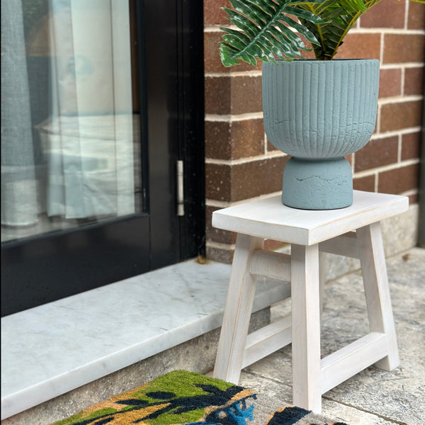 Apurva Light White Wood Accent Stool - Fab Habitat , Stool, 