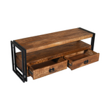 Astra Natural Industrial Wooden & Black Metal 120 cm Entertainment TV Unit - Fab Habitat , TV Units, 