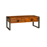 Astra 2 Drawer Natural & Black Large Wooden Coffee Table - 120cm - Fab Habitat , Coffee Tables, 