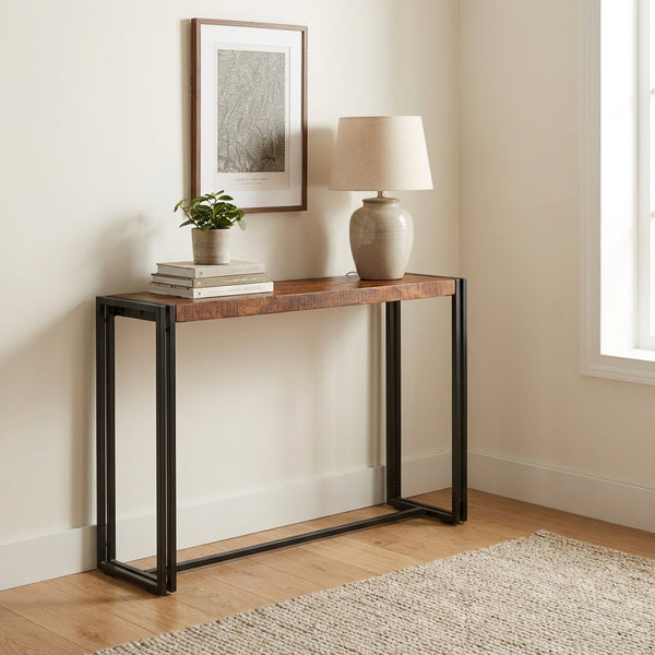 Astra Mango Wood Industrial Console Table