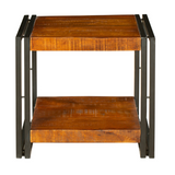 Astra 2 Shelves Mango Wood Industrial Side Table - Fab Habitat