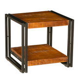 Astra 2 Shelves Mango Wood Industrial Side Table - Fab Habitat