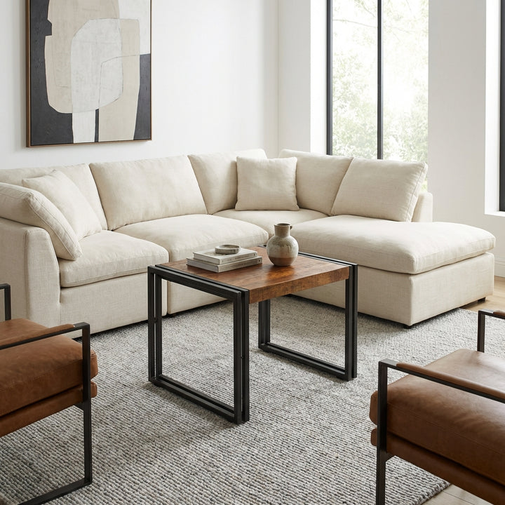 Astra Natural & Black Small Wooden Coffee Table - 60cm