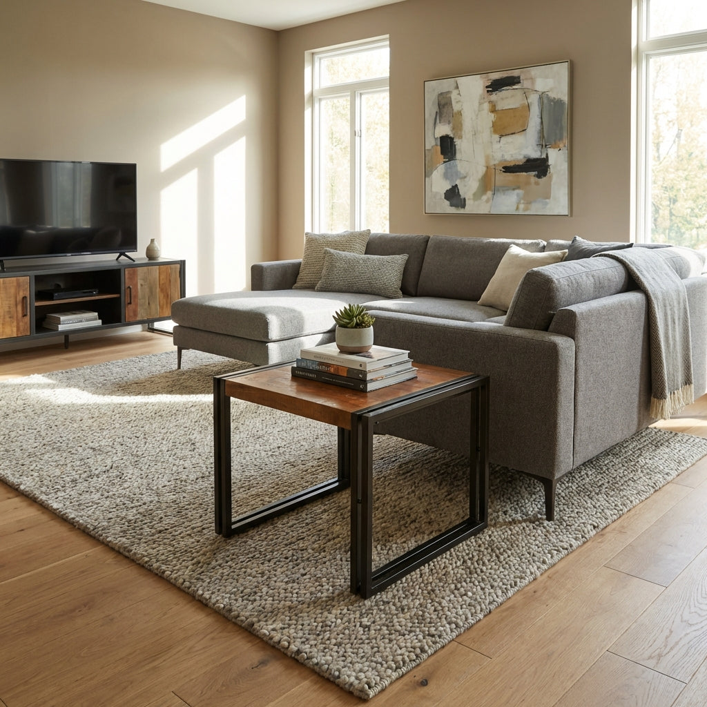 Astra Natural & Black Small Wooden Coffee Table - 60cm