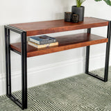 Astra 2 Shelves Mango Wood Industrial Console Table - Fab Habitat , Console Tables, 