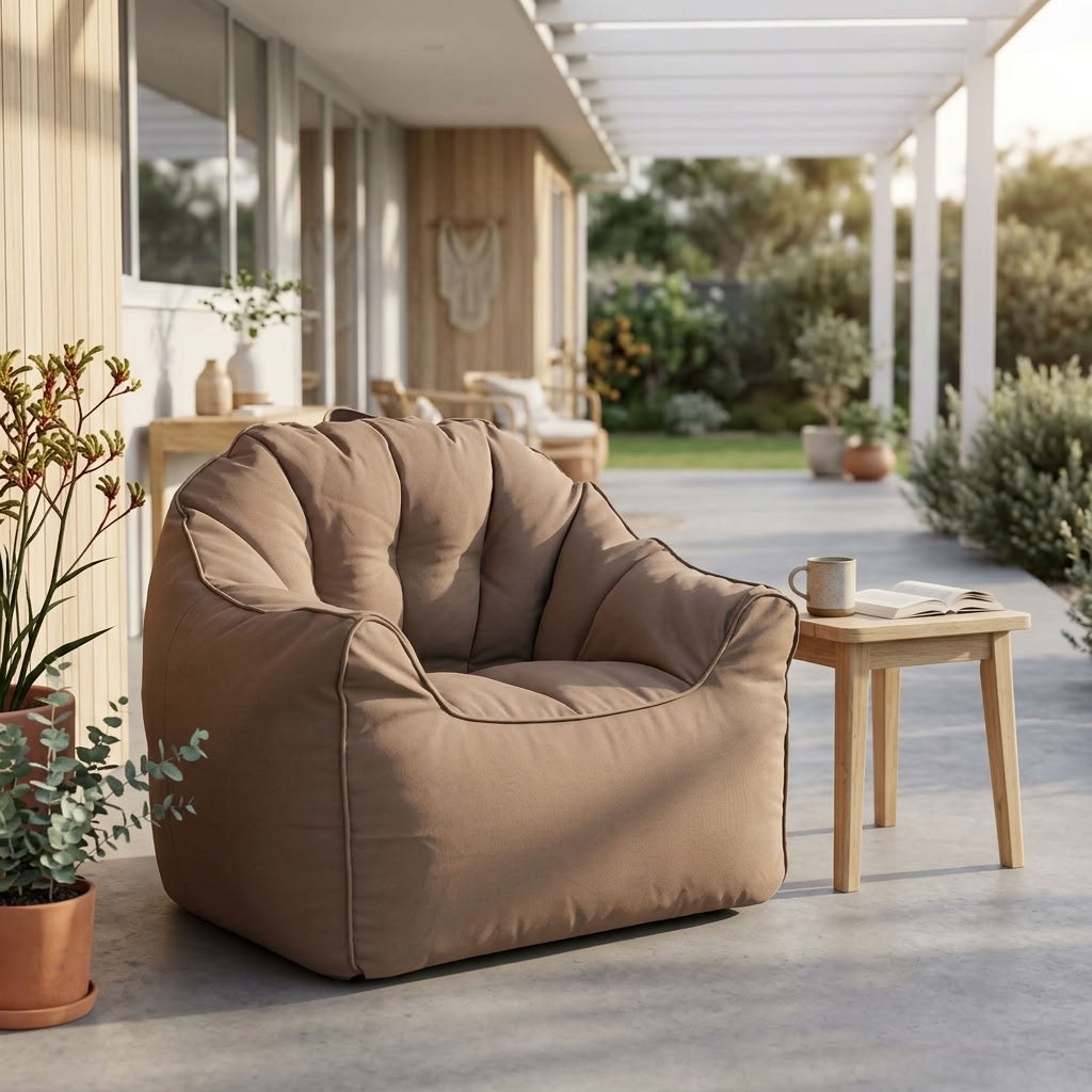 Atria Brown Outdoor Bean Bag Umbrella Sofa with Handle