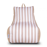Aura Beige & White Garden Outdoor Lounger Bean Bag with Handle & Pocket
