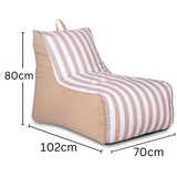 Aura Beige & White Garden Outdoor Lounger Bean Bag with Handle & Pocket