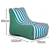 Aura Green & White Garden Outdoor Lounger Bean Bag with Handle & Pocket