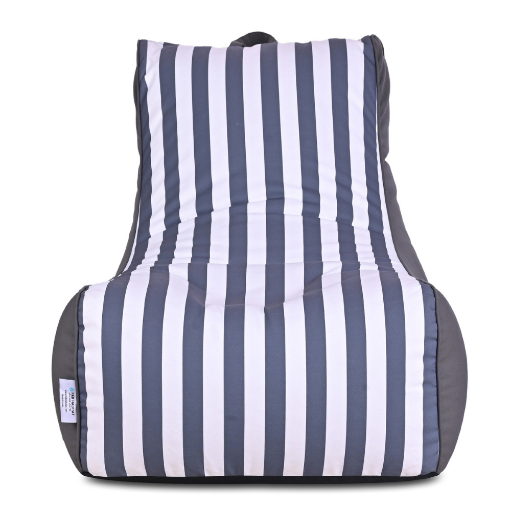 Aura Navy & White Garden Outdoor Lounger Bean Bag with Handle & Pocket