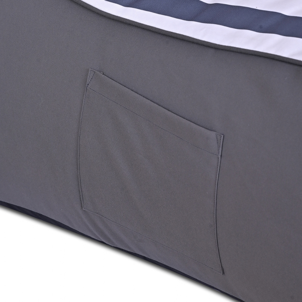 Aura Navy & White Garden Outdoor Lounger Bean Bag with Handle & Pocket