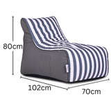 Aura Navy & White Garden Outdoor Lounger Bean Bag with Handle & Pocket