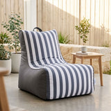 Aura Navy & White Garden Outdoor Lounger Bean Bag with Handle & Pocket