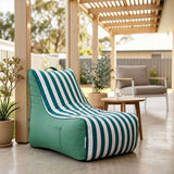 Aura Green & White Garden Outdoor Lounger Bean Bag with Handle & Pocket