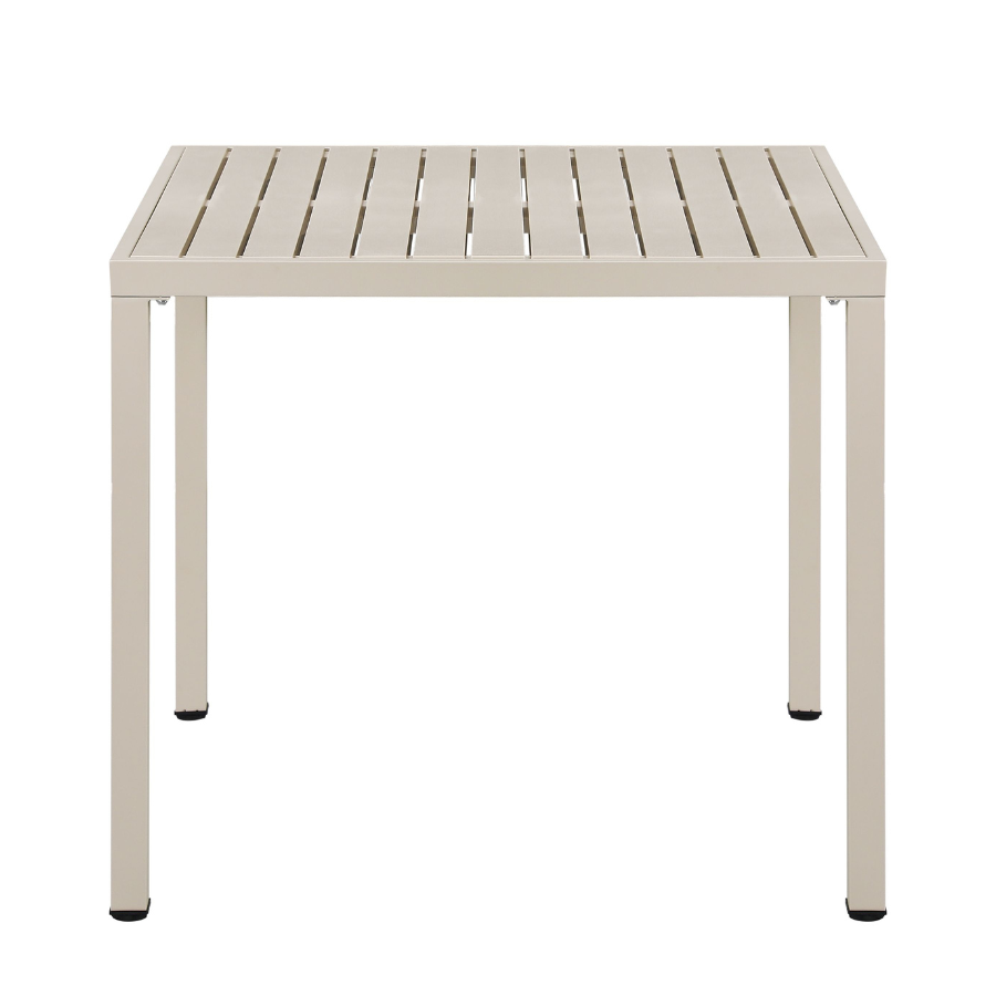 Side angle of Aurora 80 cm pearl cream table – round top with modern legs – buy online in Australia