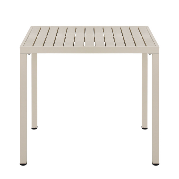 Side angle of Aurora 80 cm pearl cream table – round top with modern legs – buy online in Australia