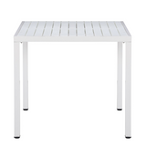 Side view of white Aurora table – 80 cm round – modern indoor dining – buy online in Australia