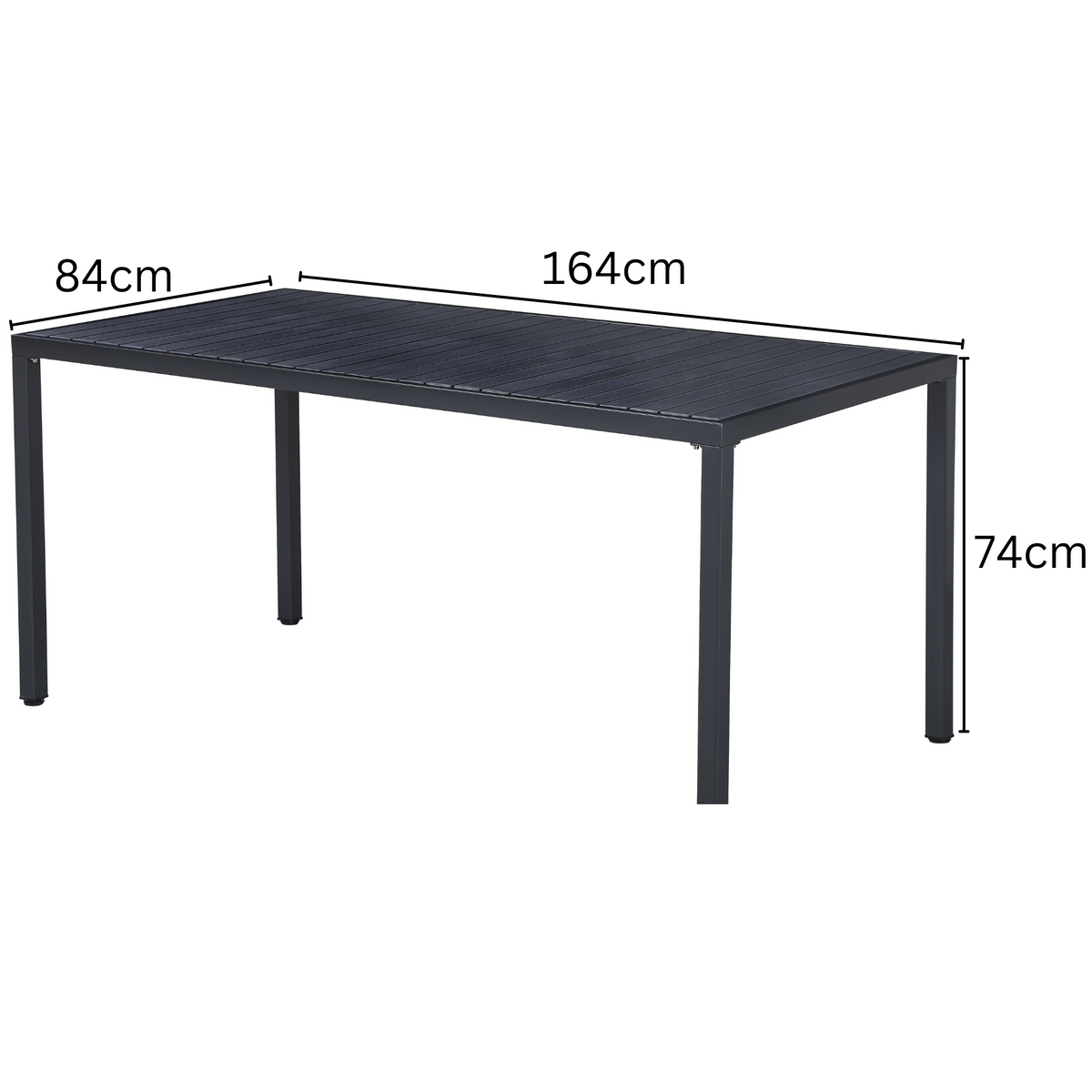 Aurora Black 164cm Outdoor Dining Table