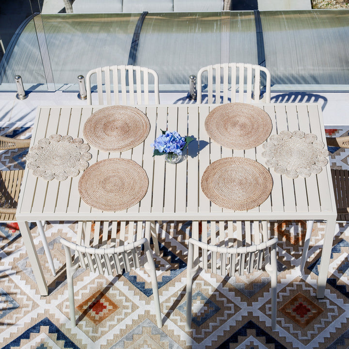 Aurora Pearl Cream 164cm Outdoor Dining Table