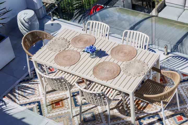 Aurora Pearl Cream 164cm Outdoor Dining Table