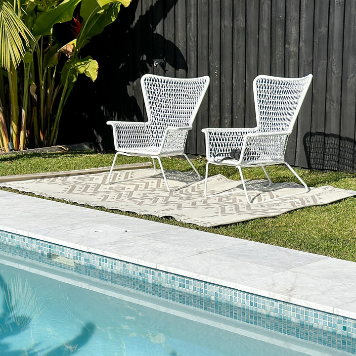 Ayana Grey Recycled Plastic Reversible Large Outdoor Rug - Fab Habitat , Recycled Plastic Rugs & Mats, [product_size],