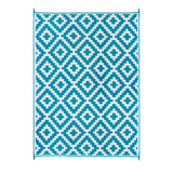 Aztec Teal and White Outdoor Rug - Fab Habitat , Recycled Plastic Rugs & Mats, 