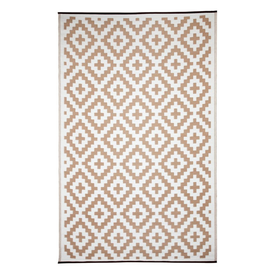 Aztec Beige and White Outdoor Rug - Fab Habitat , Recycled Plastic Rugs & Mats, 