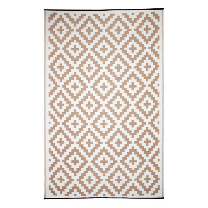 Aztec Beige and White Outdoor Rug - Fab Habitat , Recycled Plastic Rugs & Mats, 