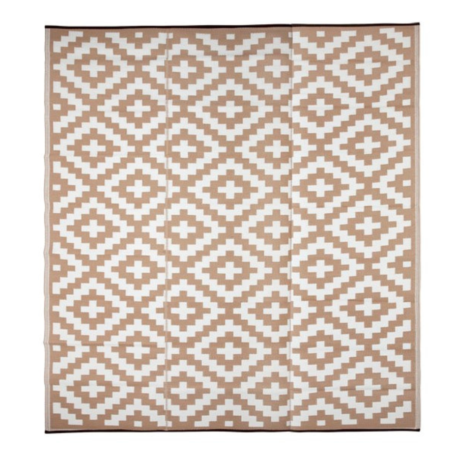 Aztec Beige and White Outdoor Rug - Fab Habitat , Recycled Plastic Rugs & Mats, 
