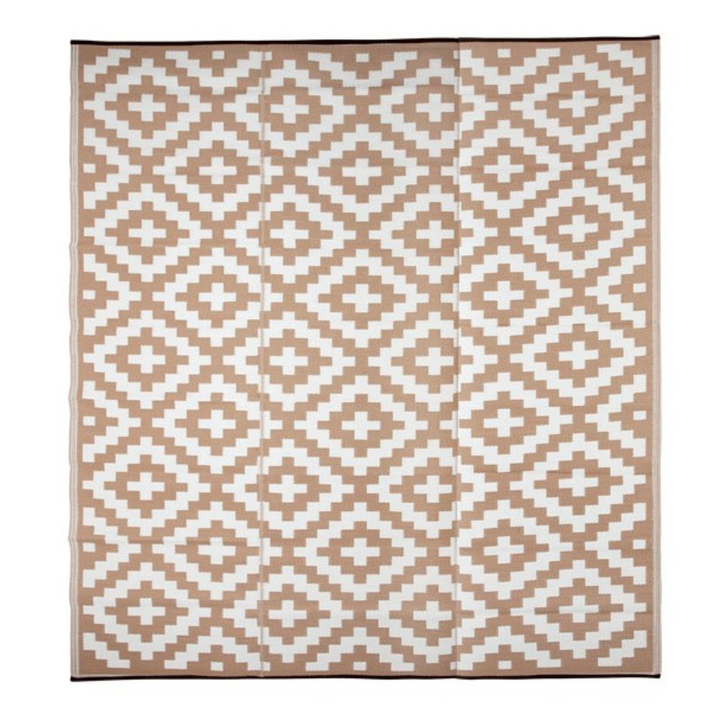 Aztec Beige & White Outdoor Plastic Mat for Picnic - Fab Habitat , Picnic Rugs, [product_size],