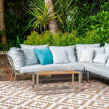 Aztec Beige and White Reversible Plastic Outdoor Large Rug - Fab Habitat , Recycled Plastic Rugs & Mats, 