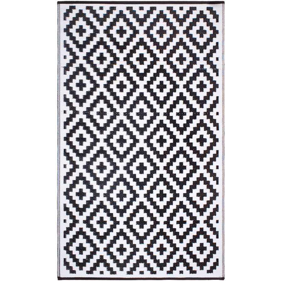 Aztec Black & White Monochrome Outdoor Picnic Rug - Fab Habitat , Picnic Rugs, 