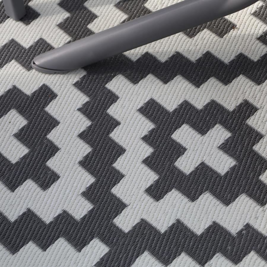 Aztec Grey & White Rectangular Diamond Pattern Foldable Waterproof XL Camping Mat - 270x450 CM - Fab Habitat , Camping Mats, [product_size],
